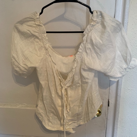 Bloomingdale’s Corset Top with Puff Sleeves - Picture 2 of 5